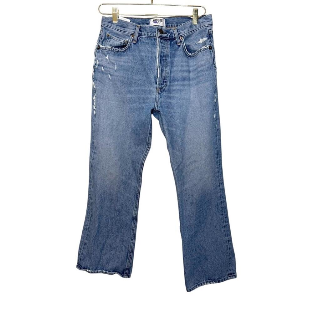 Agolde Taylor High Rise Kick Flare Jeans Women 29 Blue Distressed Denim Boho